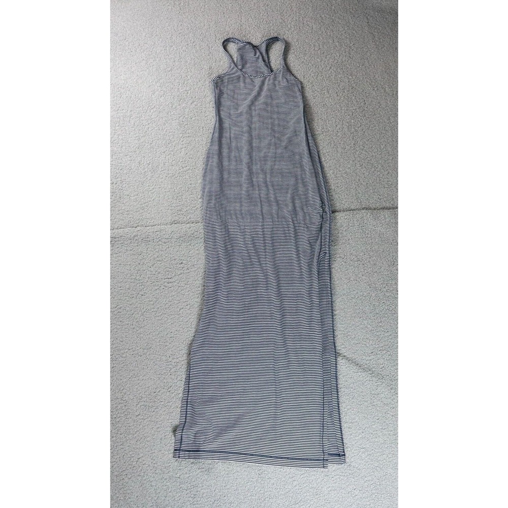 Lululemon Athletica Refresh Maxi Dress 2 Blue White Striped High Side Slits - Picture 2 of 13